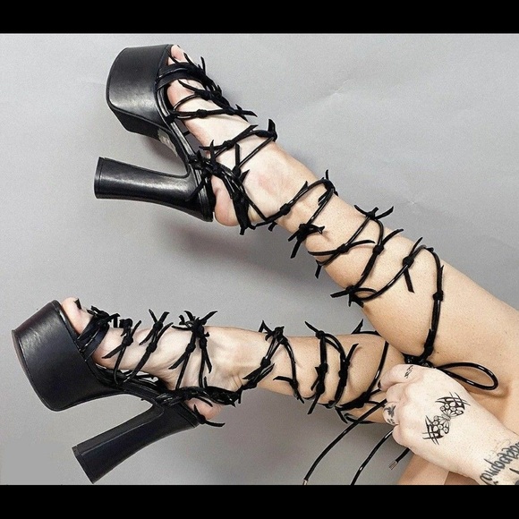 Dolls Kill Shoes - Current Mood Piercing Through Wrap Heels Thorns